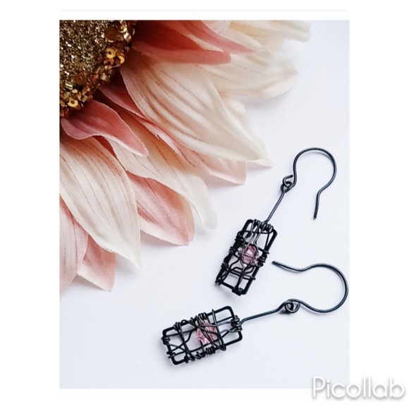 Jewelry - Steel Caged Swavorski Crystal Earrings